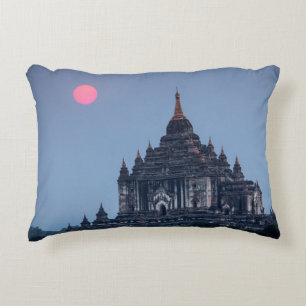 Buddhist Temple At Sunset Decorative Cushion