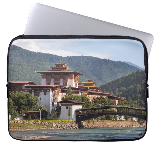 Buddhist Temple By River Laptop Sleeve (Front)