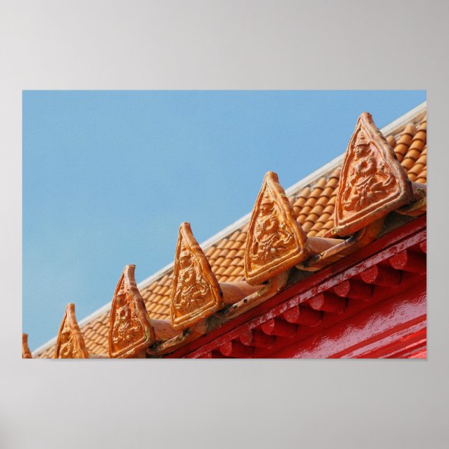Buddhist temple in Thailand  -  roof Poster (Front)