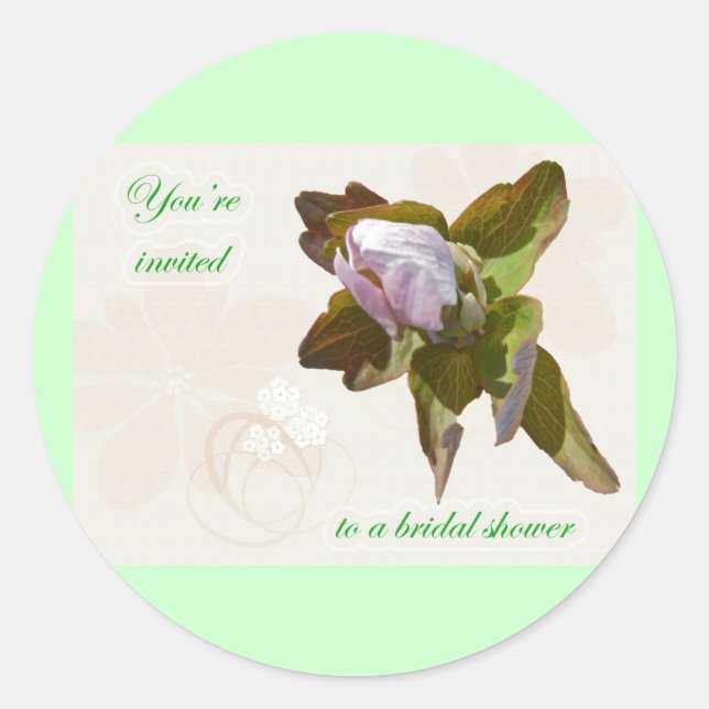 Budding Anemone Bridal Shower Sticker (Front)