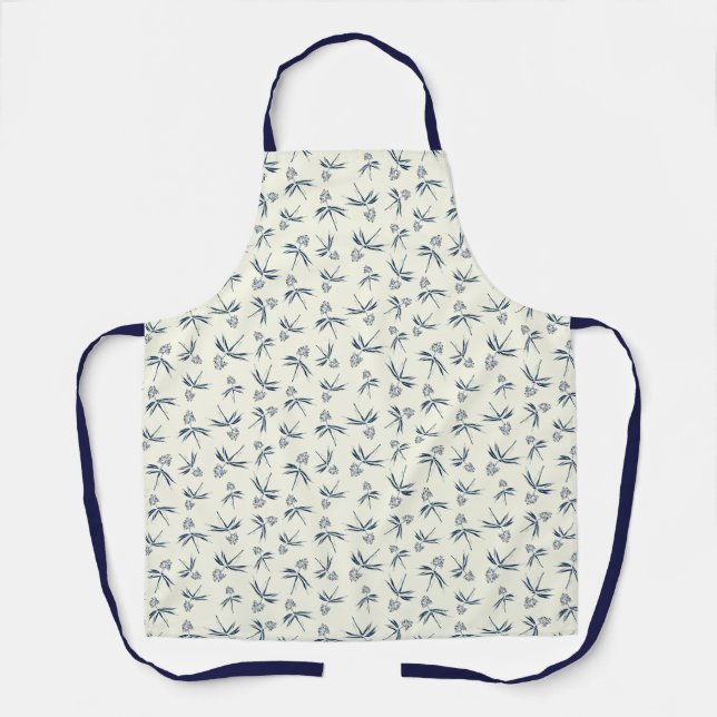 Budding Blue Branches on cream - seamless pattern. Apron (Front)