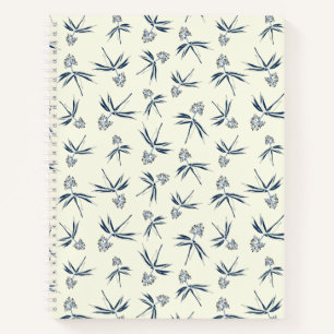 Budding Blue Branches on cream - seamless pattern. Notebook