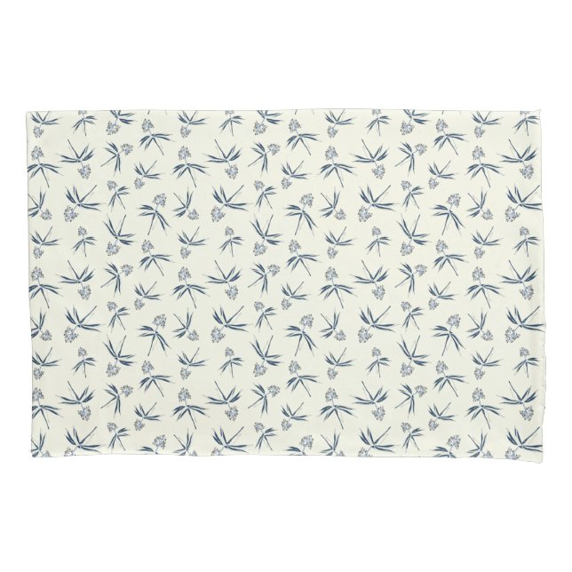 Budding Blue Branches on cream - seamless pattern. Pillowcase (Front)
