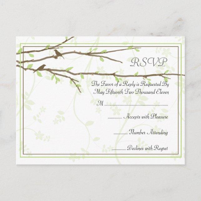 Budding Branches with Birds RSVP Postcard (Front)