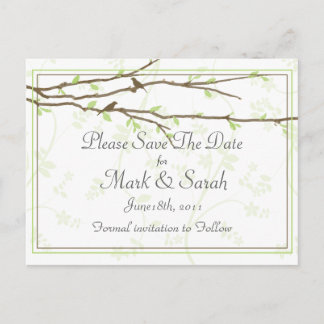Budding Branches with Birds Save the Date Postcard