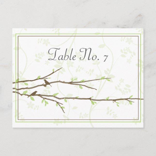 Budding Branches with Birds Table Seating Card (Front)