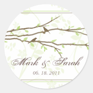 Budding Branches with Birds Wedding Stickers