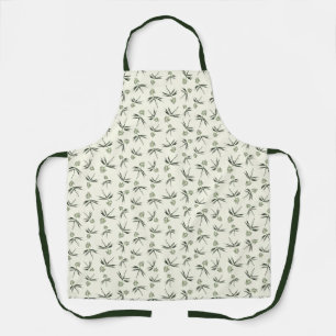 Budding Green Branches on cream - seamless pattern Apron