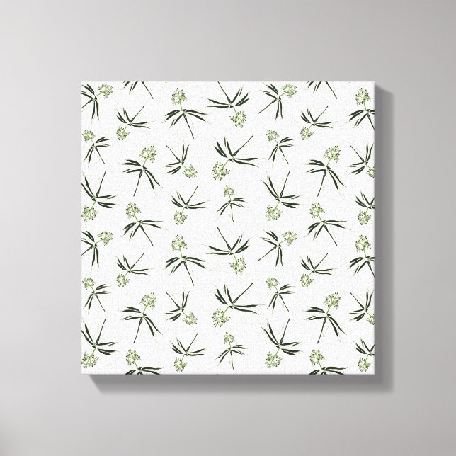 Budding Green Branches on cream - seamless pattern Canvas Print (Front)