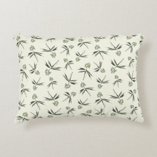Budding Green Branches on cream - seamless pattern Decorative Cushion