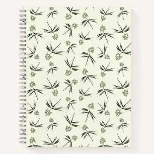 Budding Green Branches on cream - seamless pattern Notebook