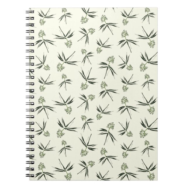Budding Green Branches on cream - seamless pattern Notebook (Front)