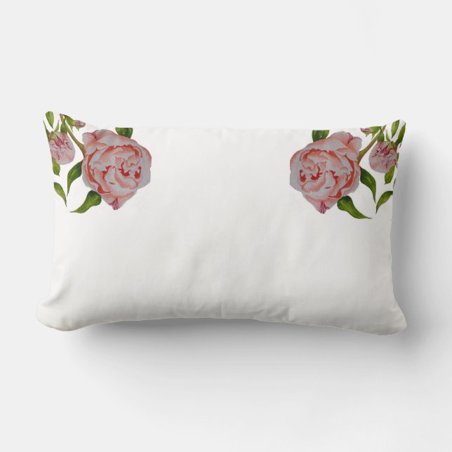 Budding Peonies on a Lumbar Pillow (Front)