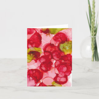 "Budding Red" - Alcohol Ink Art Print Card