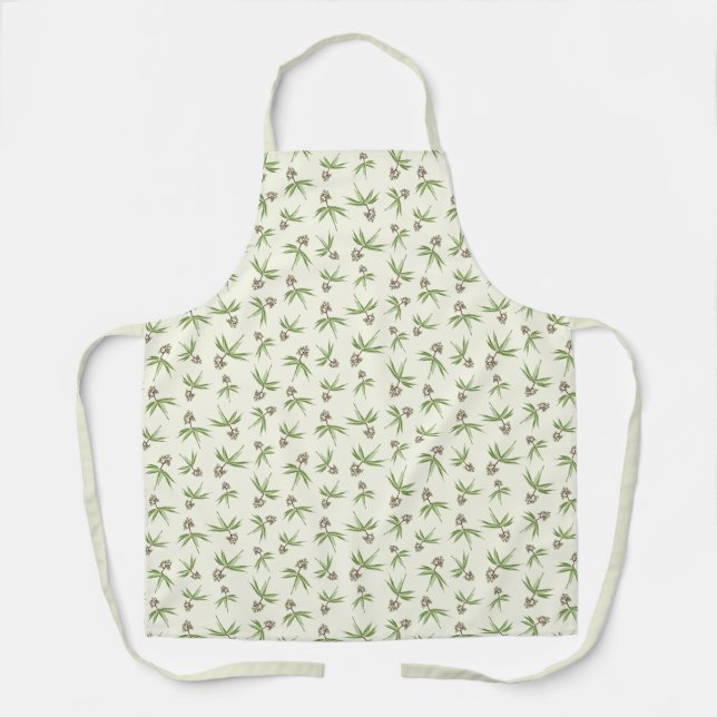 Budding Red Branches on cream - seamless pattern. Apron (Front)