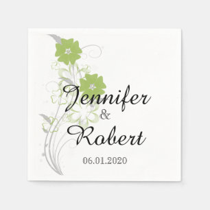 Budding Romance in Green Wedding Napkin