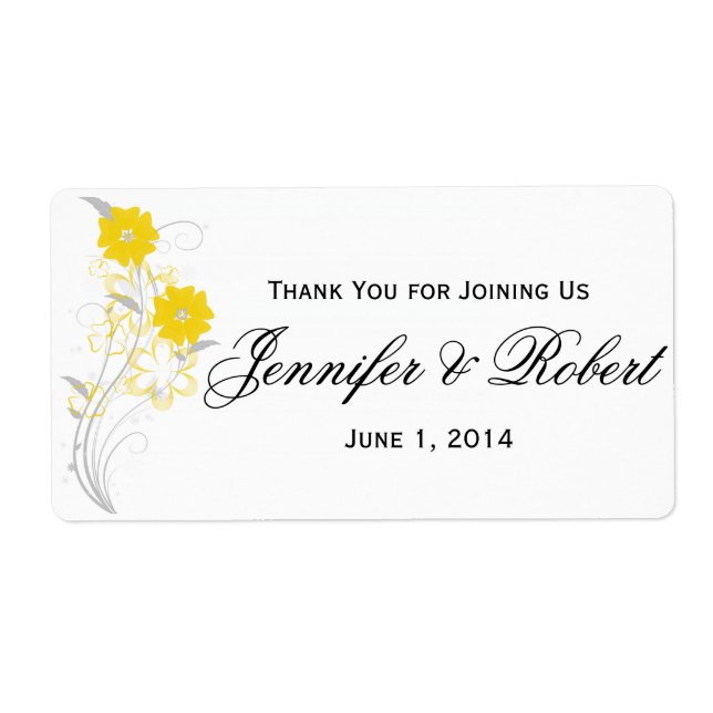 Budding Romance in Yellow Water Bottle Label (Front)