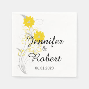 Budding Romance in Yellow Wedding Napkin