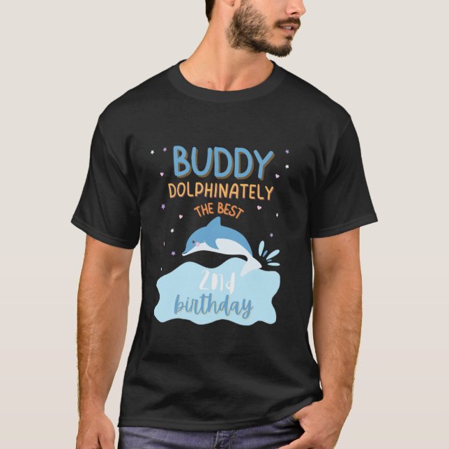 Buddy 2nd Birthday Dolphin Bday Party Family Match T-Shirt (Front)