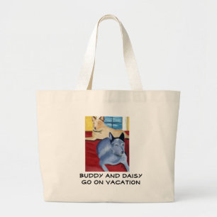 Buddy and DaisyGo on Vacation Large Tote Bag