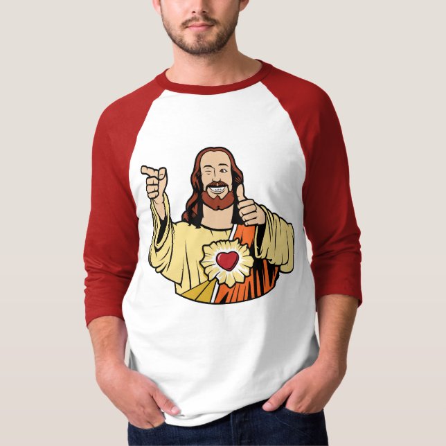 Buddy Jesus Baseball T-Shirt (Front)