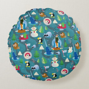 Buddy the Elf and Characters Teal Pattern Round Cushion