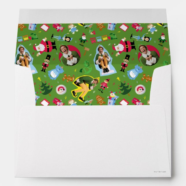 Buddy the Elf and Christmas Icons Pattern Envelope (Back (Bottom))