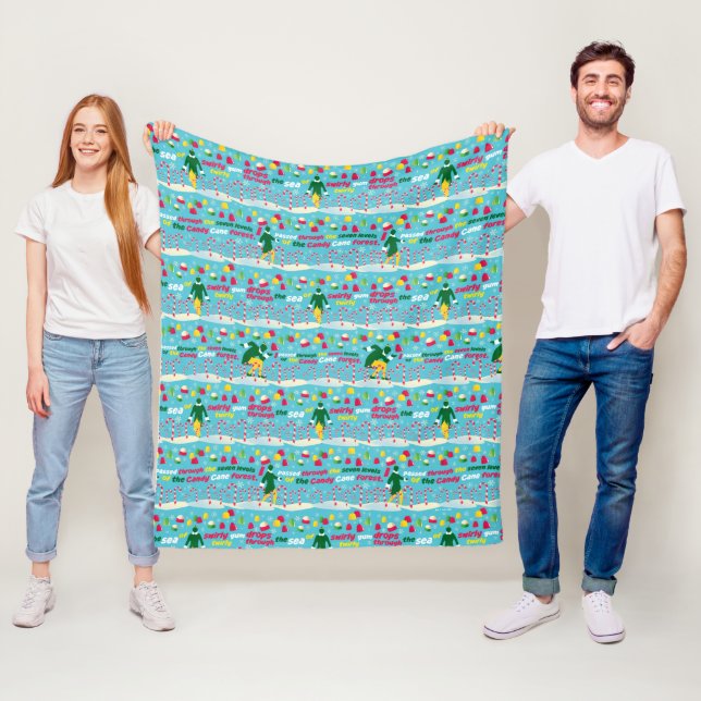 Buddy the Elf Candy Pattern Fleece Blanket (In Situ)