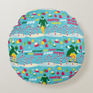 Buddy the Elf Candy Pattern Round Cushion