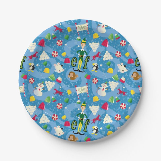 Buddy the Elf Cartoon Pattern Paper Plate (Front)