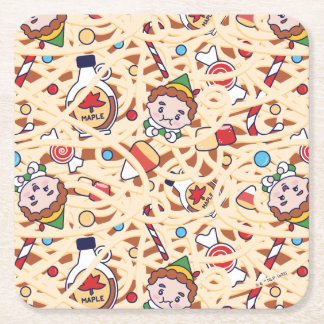 Buddy the Elf | Christmas Cheer Pattern Square Paper Coaster
