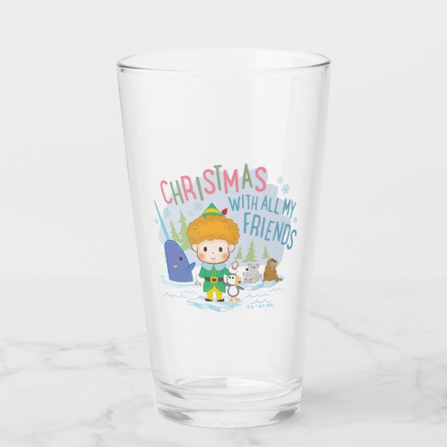Buddy the Elf Christmas With All My Friends Glass (Front)