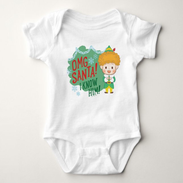 Buddy the Elf OMG Santa! I Know Him! Baby Bodysuit (Front)