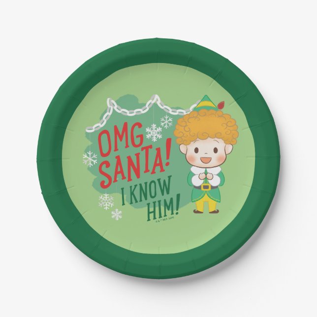 Buddy the Elf OMG Santa! I Know Him! Paper Plate (Front)