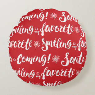 Buddy the Elf   Smiling is my Favorite Pattern Round Cushion