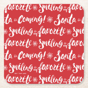 Buddy the Elf   Smiling is my Favorite Pattern Square Paper Coaster