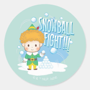 Buddy the Elf Snowball Fight! Classic Round Sticker