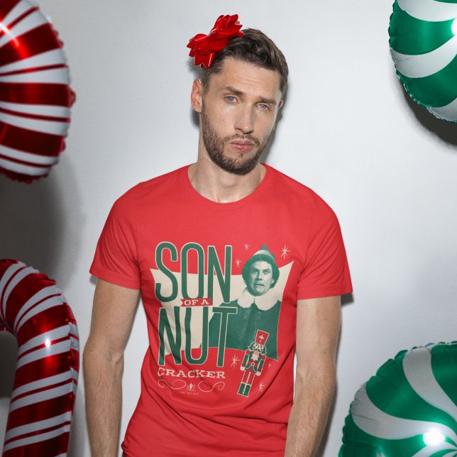 Buddy the Elf Son of a Nutcracker T-Shirt (Person wearing t-shirt)