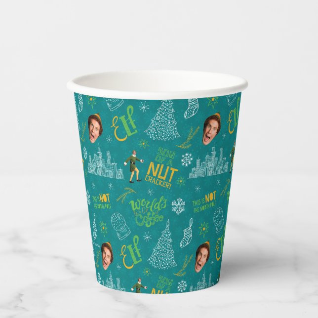 Buddy the Elf Teal Quote Pattern Paper Cups (Front)