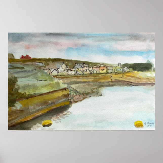 Bude Cornwall Coastal Seascape Poster (Front)