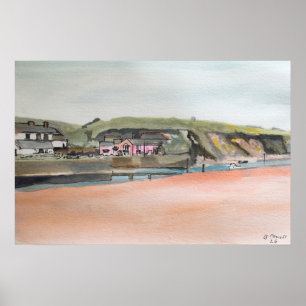 Bude Cornwall Print – Watercolor Coastal Wall Art