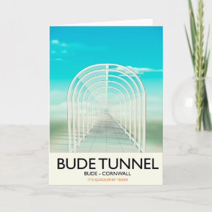 Bude Tunnel, Cornwall Parody Travel poster Holiday Card