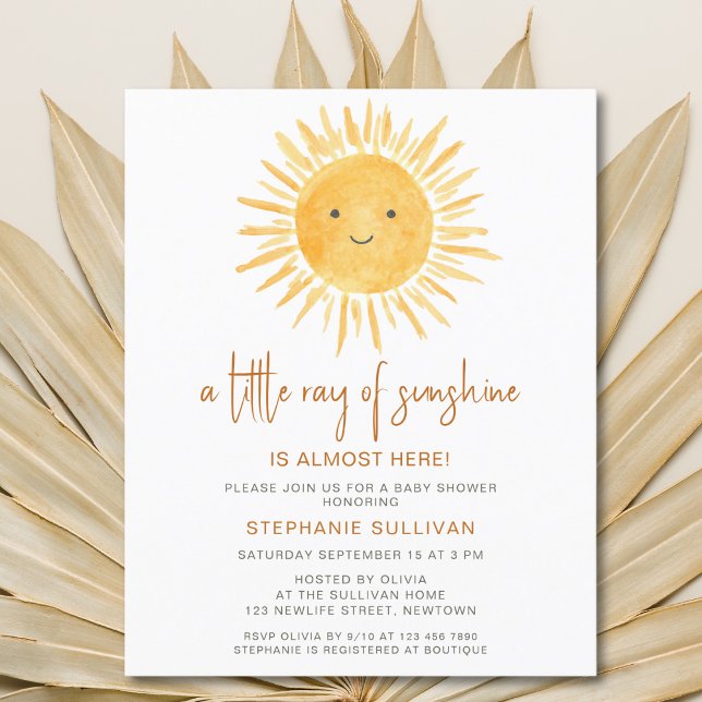 Budge Little Ray of Sunshine Baby Shower Invite (Creator Uploaded)