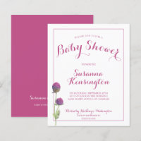 Budge Pink Thistle Baby Girl Shower Invitation
