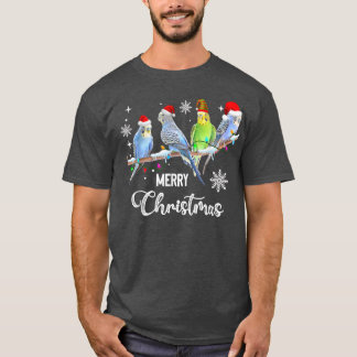 Budgerigar Budgie Bird Christmas Lights Xmas  T-Shirt