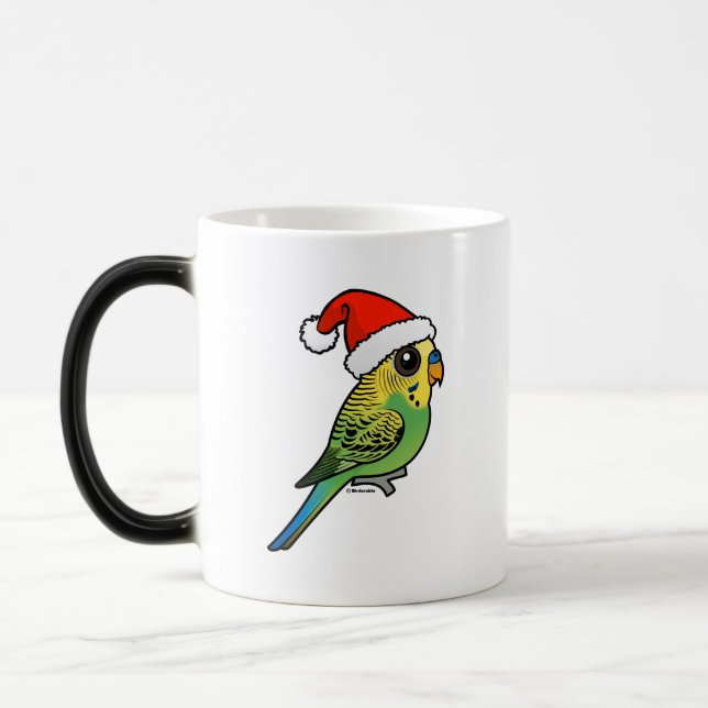 Budgerigar Santa Claus Magic Mug (Left)