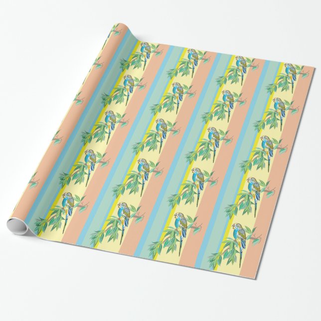 budgerigar wrapping paper (Unrolled)