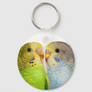 Budgerigars realistic painting key ring