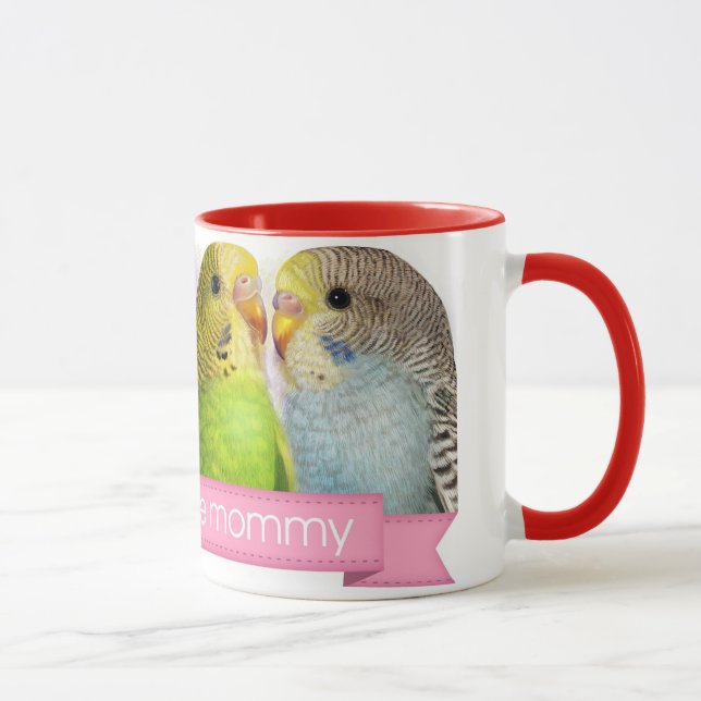 Budgerigars realistic painting mug (Right)