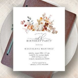 BUDGET 100th Birthday Pumpkin Fall Flowers Invite